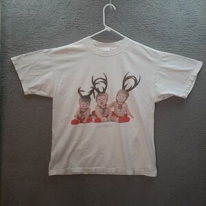 Vintage Murina Shirt Adult Large White Anne Geddes Reindeer Babies Christmas 90s